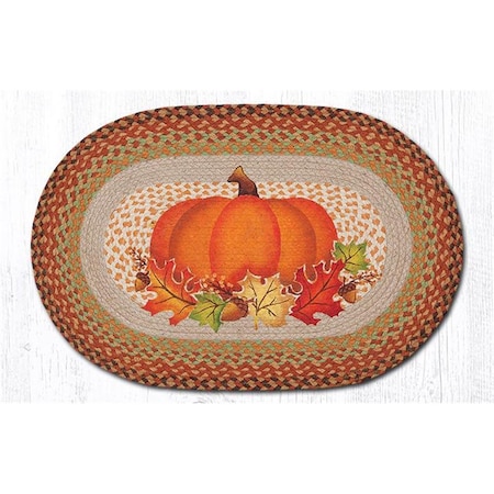 H2H 20 x 30 in. Pumpkin Leaf Printed Oval Patch Rug H22548591
